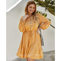 European and American Large size women's spring and summer long sleeve dresses 2020 new Bohemian dresses